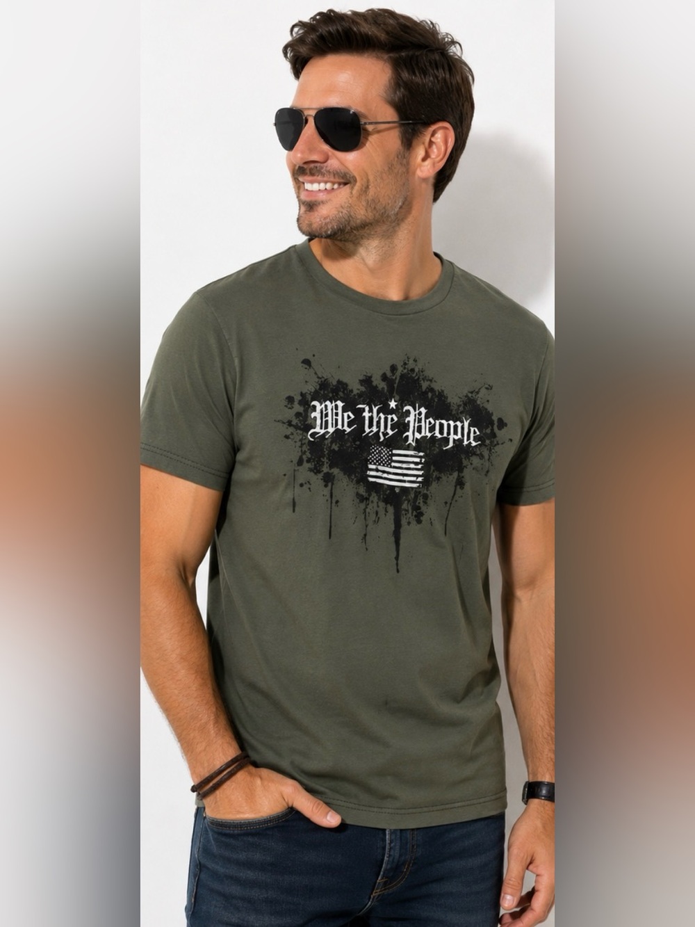 84 Howitzer Patriot Manufacturing Co We The People Graphic T-Shirt Green Medium